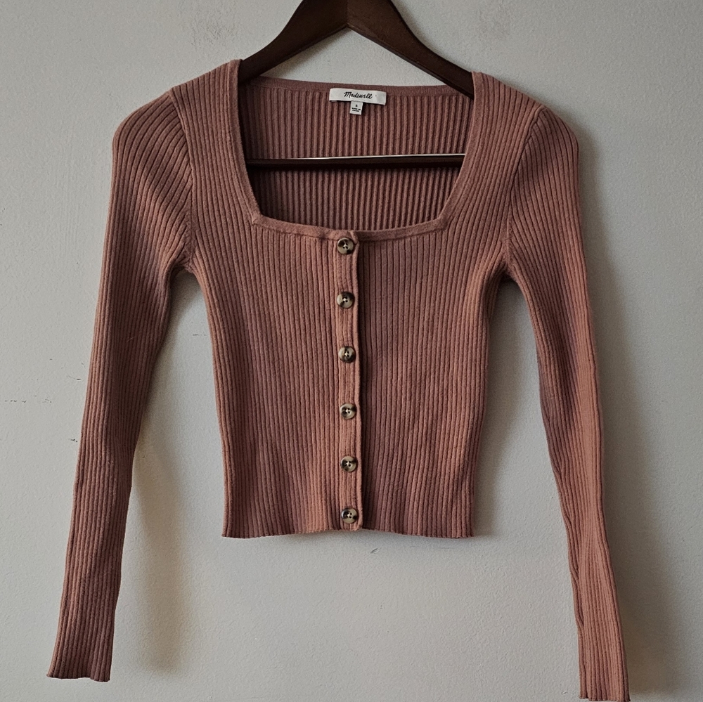 Madewell rosseau cropped long sleeve top